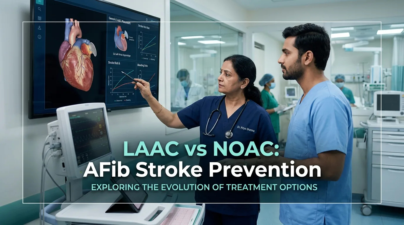 Indian doctor discussing LAAC vs NOAC: The Evolution of AFib Stroke Prevention