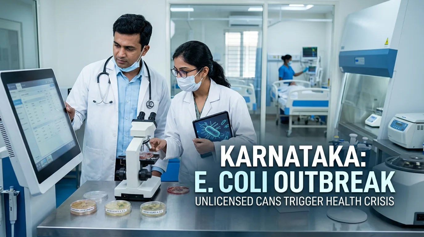 Indian doctor discussing Unlicensed Cans Spark E. Coli Outbreak in Karnataka