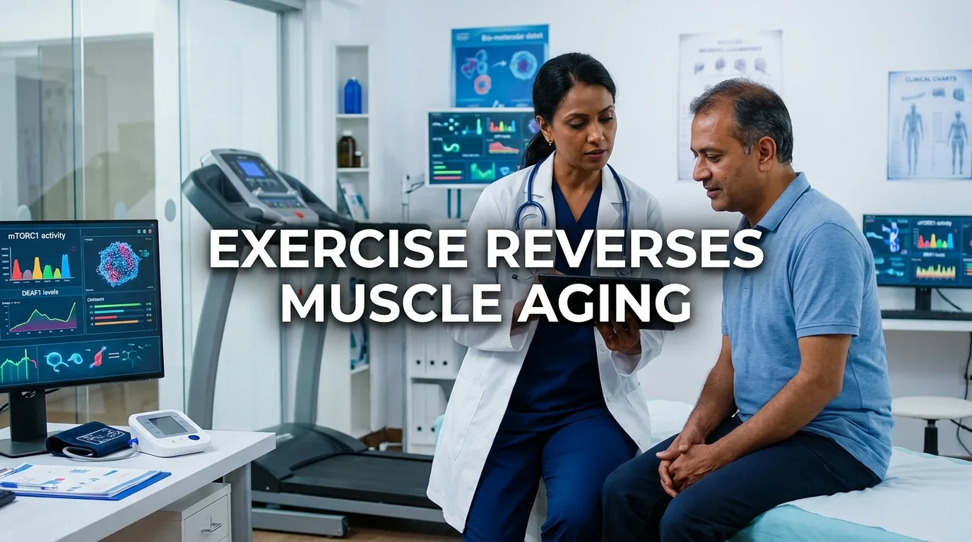 Indian doctor discussing How Exercise Reverses Muscle Aging at a Molecular Level