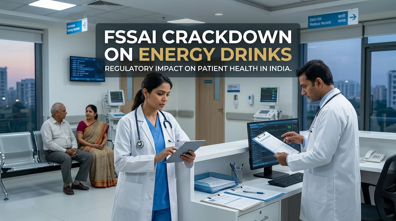 Indian doctor discussing FSSAI Crackdown on Red Bull, PepsiCo and Energy Drinks