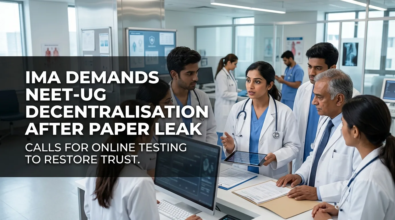 Indian doctor discussing IMA Calls for NEET-UG Decentralisation After Paper Leak