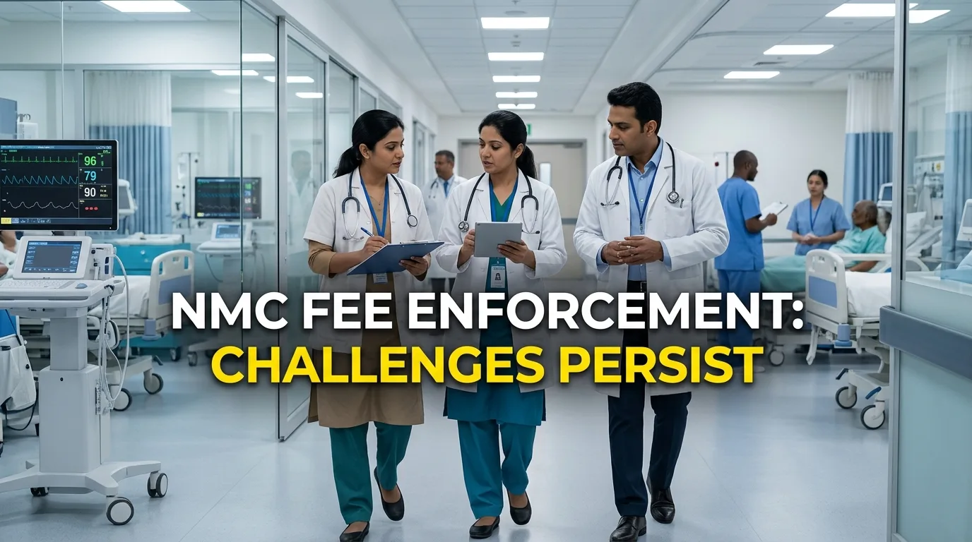 Indian doctor discussing NMC Fee Warnings: Why Enforcement Remains a Challenge