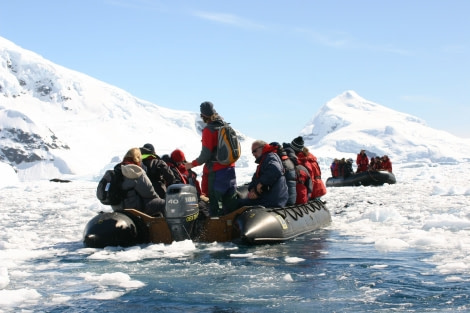 Zodiac cruising in the Antarctic