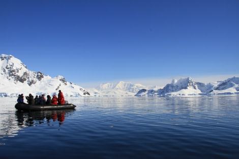 Enjoying a zodiac cruise in stunning Antarctic weather