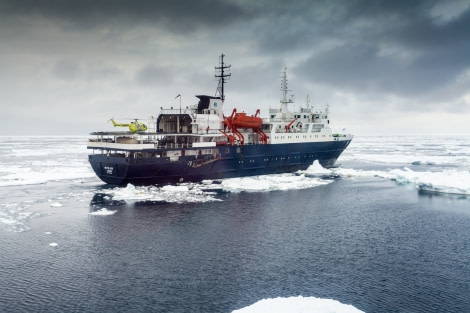 Ortelius with Helicopter, Ross Sea