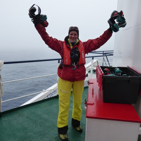 OTL28-17, Ross Sea,Day 5 Victoria Salem. Dr. Tanja with ear- defenders-Oceanwide Expeditions.JPG