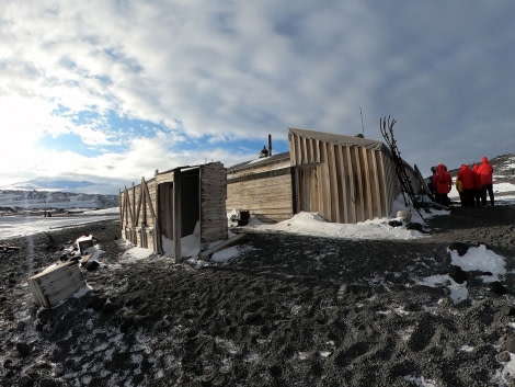 OTL28-20, 02 Mar, Cape Evans hut & latrines, Victoria Salem - Oceanwide Expeditions.jpg