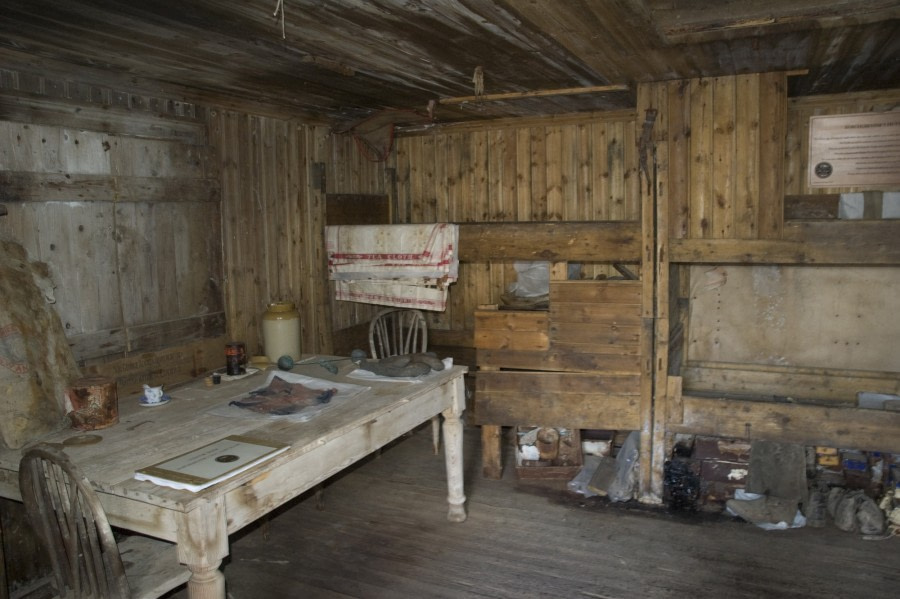 Inside Carsten Borchgrevink's hut on Cape Adare, Ross Sea