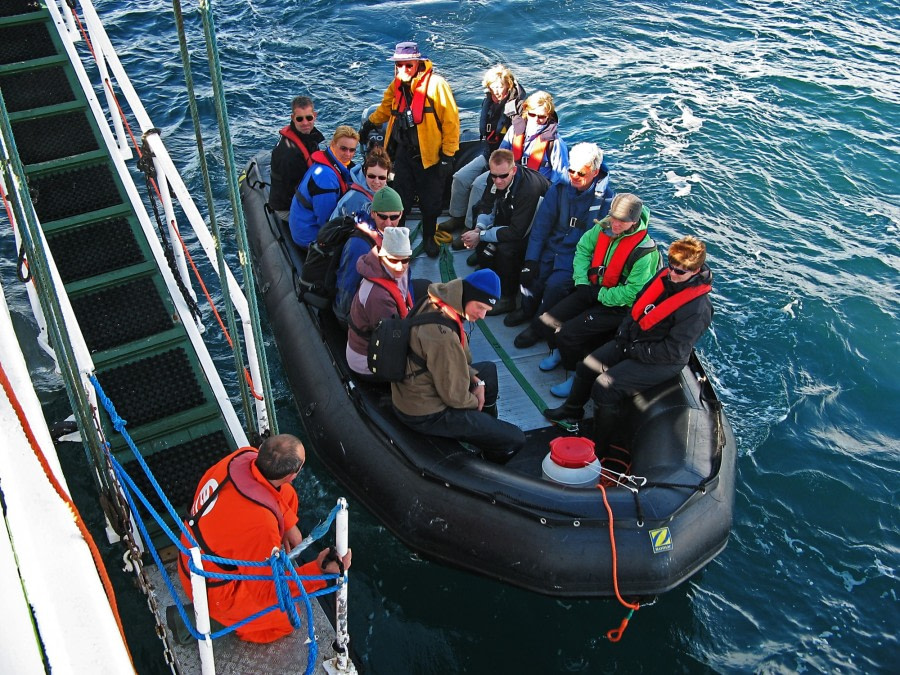 Returning to the vessel from a zodiac landing