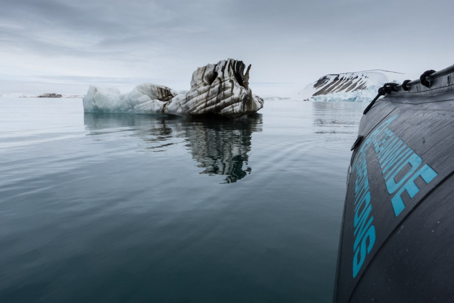 Zodiac cruising among the icebergs