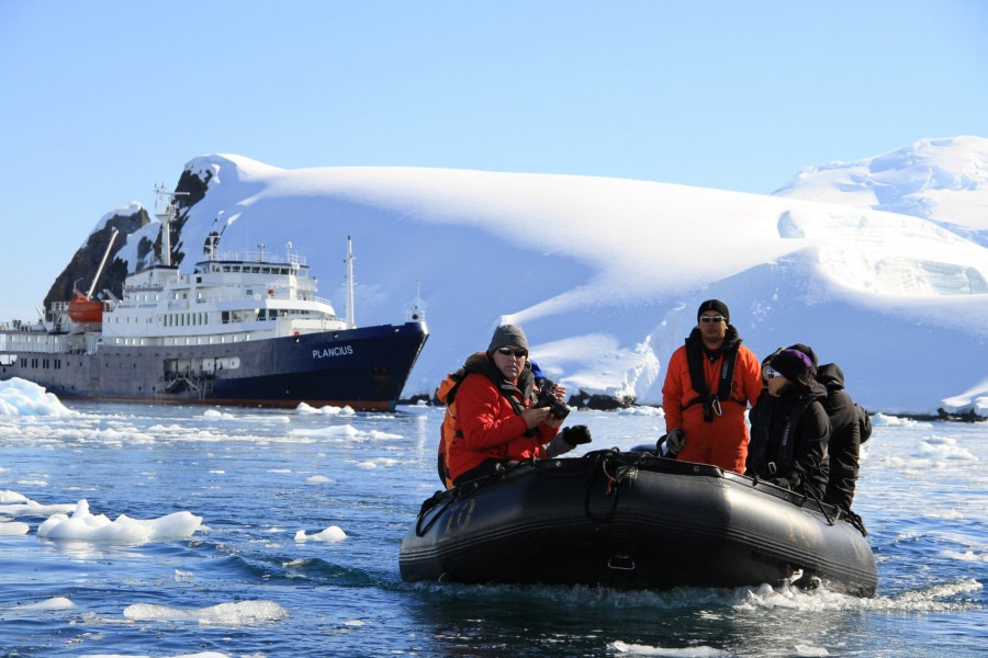 Zodiac cruising in the Antarctic