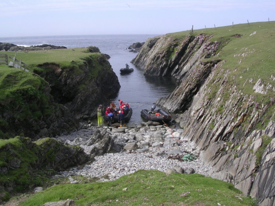 Zodiac landing at Fair Isle