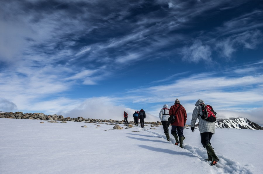 Hiking on snowy underground