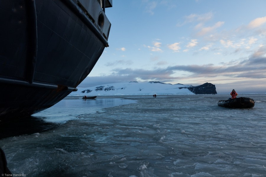 Preparing the zodiacs for cruising the Ross Sea