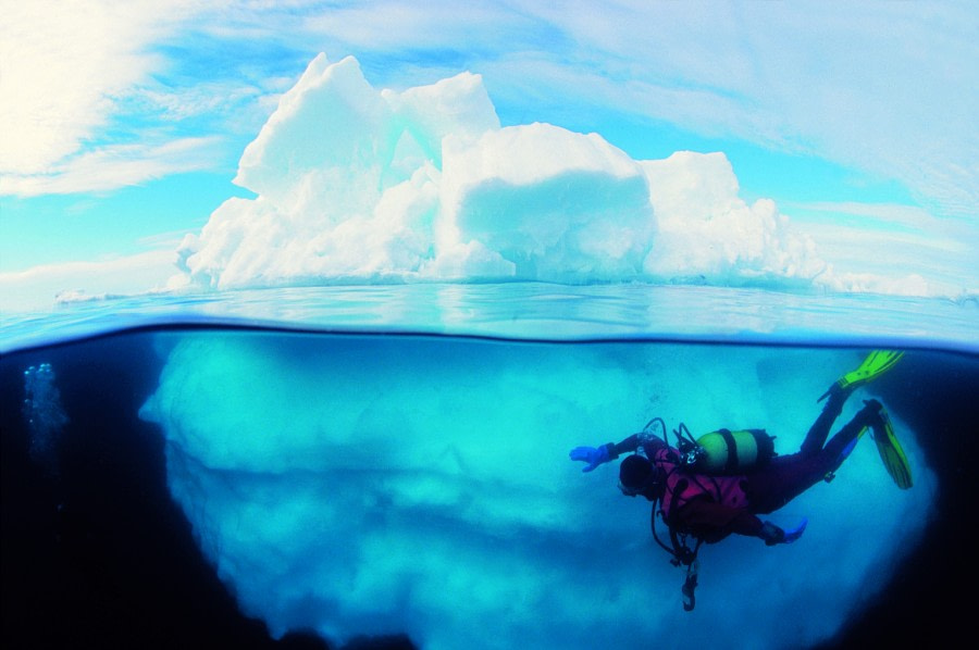 Diver under ice