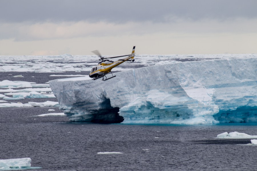 Helicopter flight above the Ross Sea