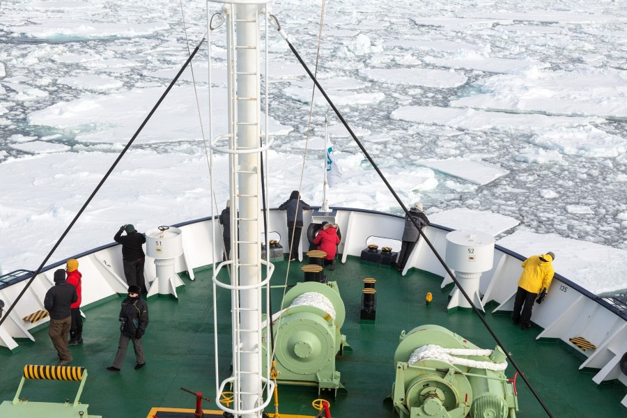 Ortelius cruising through the pack ice near Cape Adare, Ross Sea
