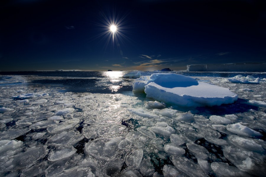 Pancake ice in sunny Ross Sea