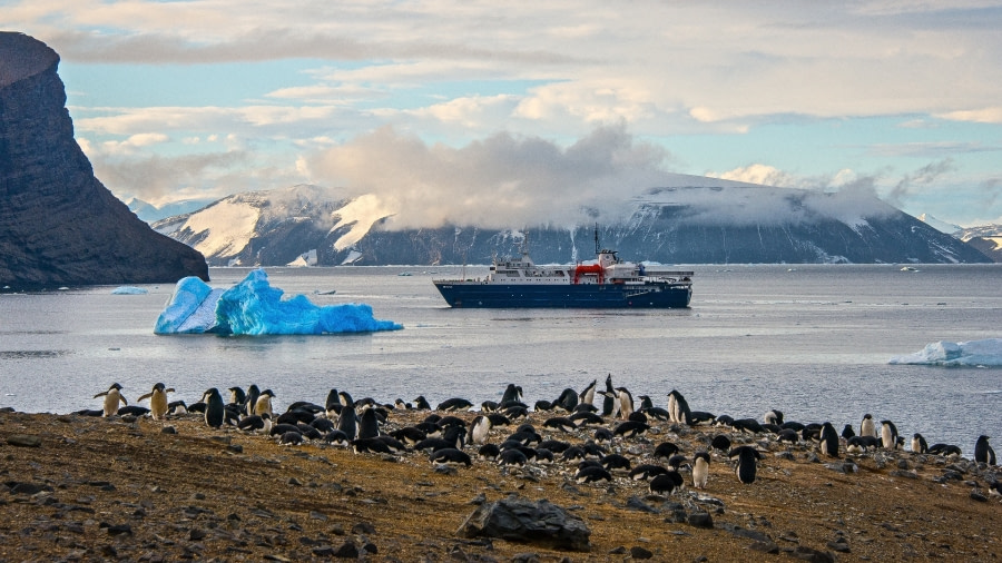 M/V Ortelius at devil's island, antarctica