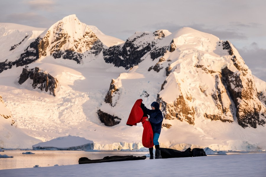 Preparing the bivvy bag at the campsite © Max Draeger - Oceanwide Expeditions.jpg