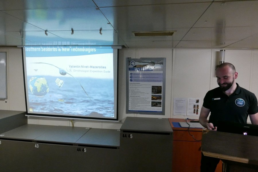 OTL28-20, 05 Mar, Valentin Nivet Mazerolles lecturing, Victoria Salem - Oceanwide Expeditions.JPG