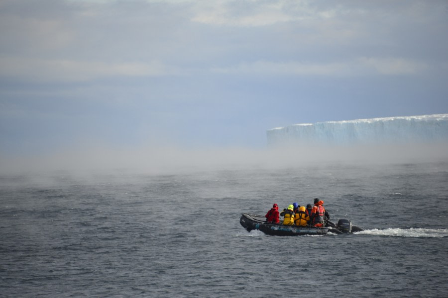 OTL28-20, 20200302-Gary-Cape Evans-Zodiac returns to ship in ice smoke Gary Miller - Oceanwide Expeditions.JPG