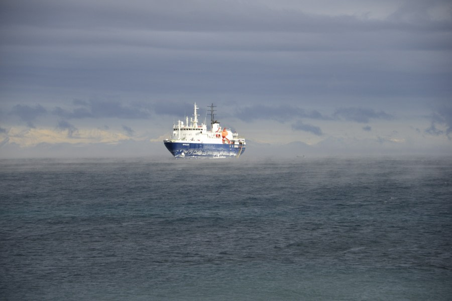 OTL28-20, 20200302-Gary-Cape Evans-Ortelius in ice smoke Gary Miller - Oceanwide Expeditions.JPG