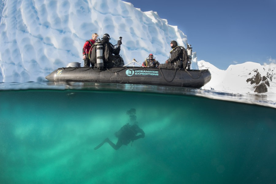 1 Zodiac in front of iceberg diver Diving Antarctica © Peter de Maagt-Oceanwide Expeditions_DSC1589ed.jpg