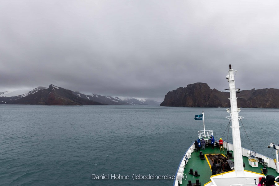 Neptune’s bellows entrance then morning landing at Telefon Bay in Deception Island