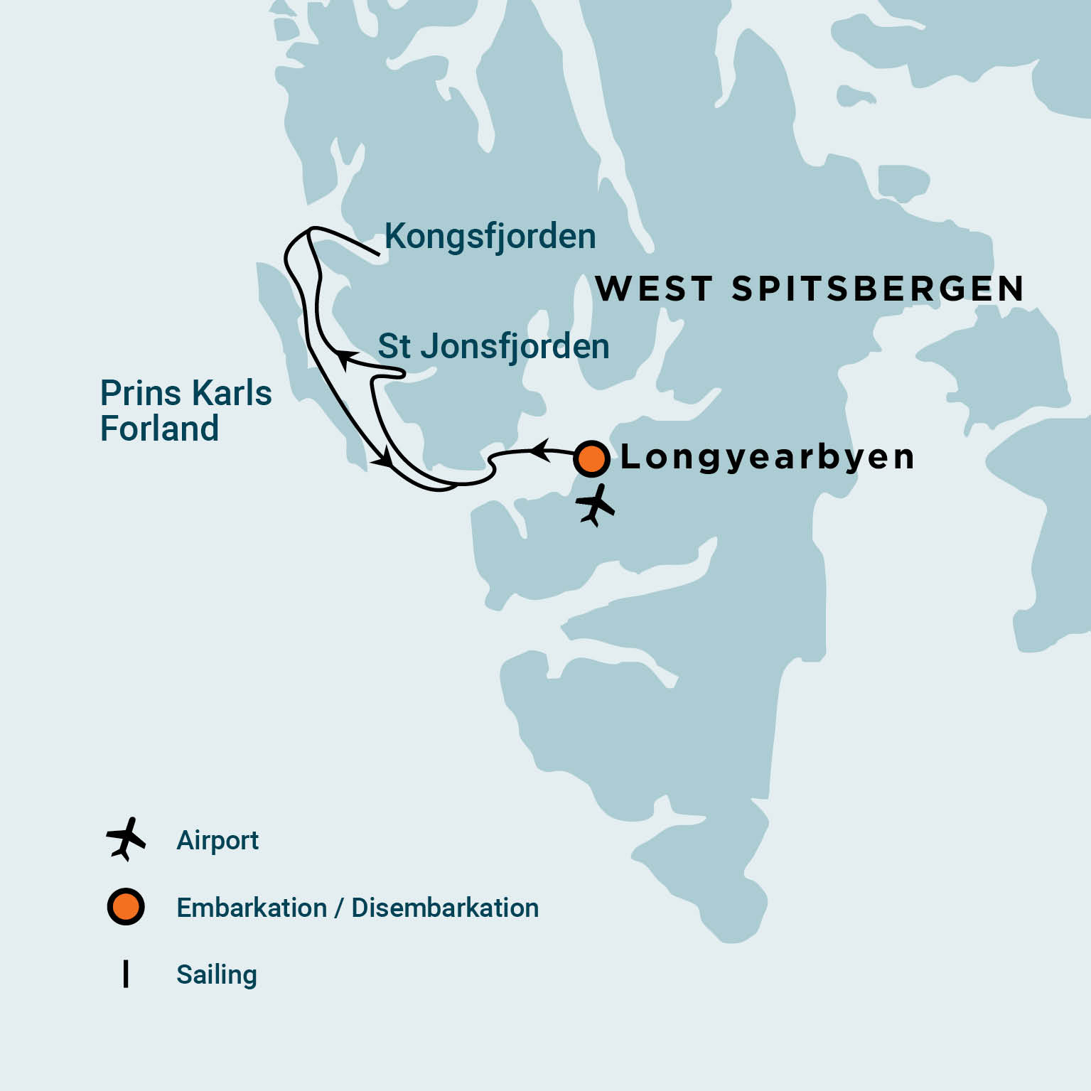 Alpine Peaks of Spitsbergen, Ski & Sail | Map