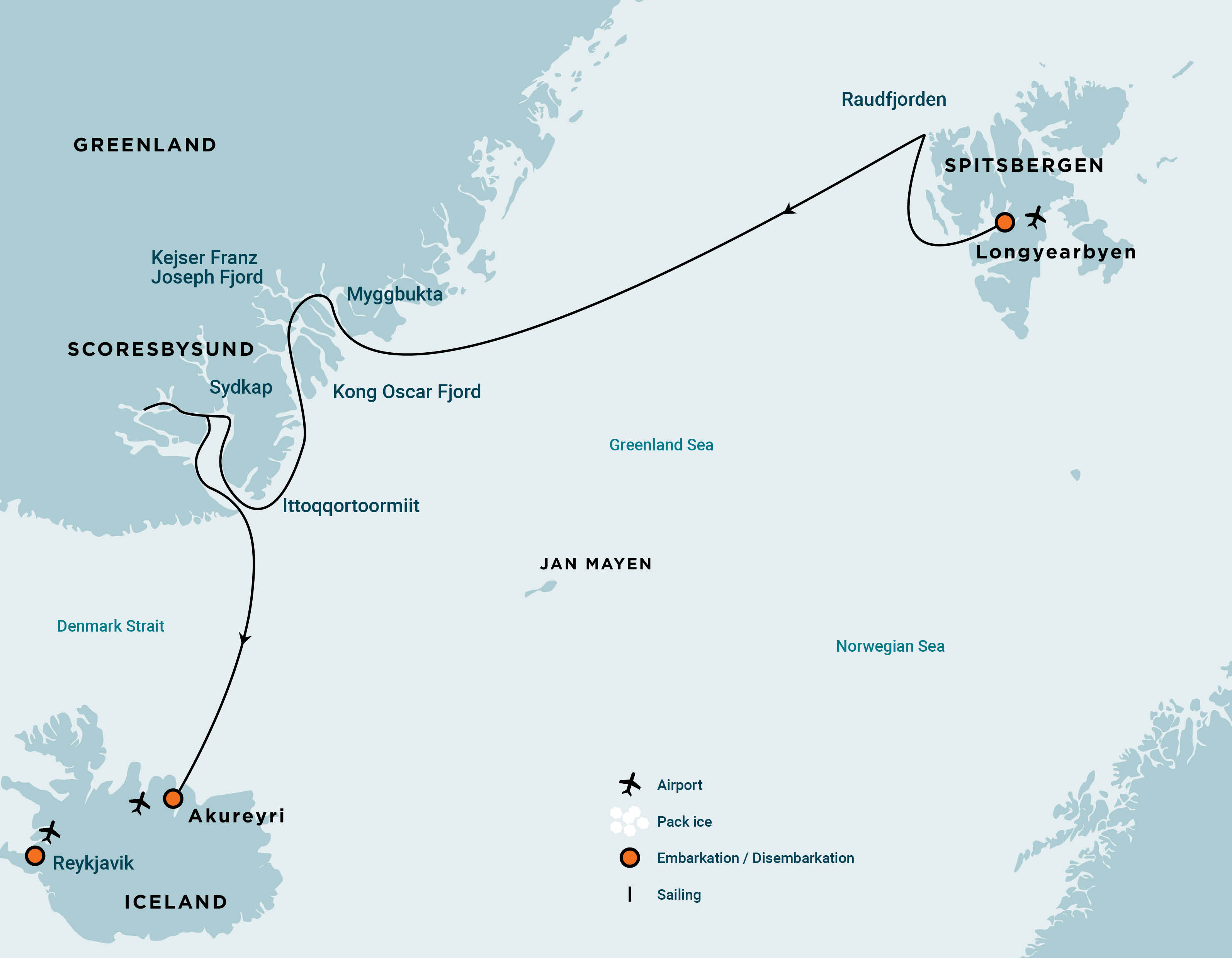 Northeast Greenland Solar Eclipse Explorer Voyage | Map