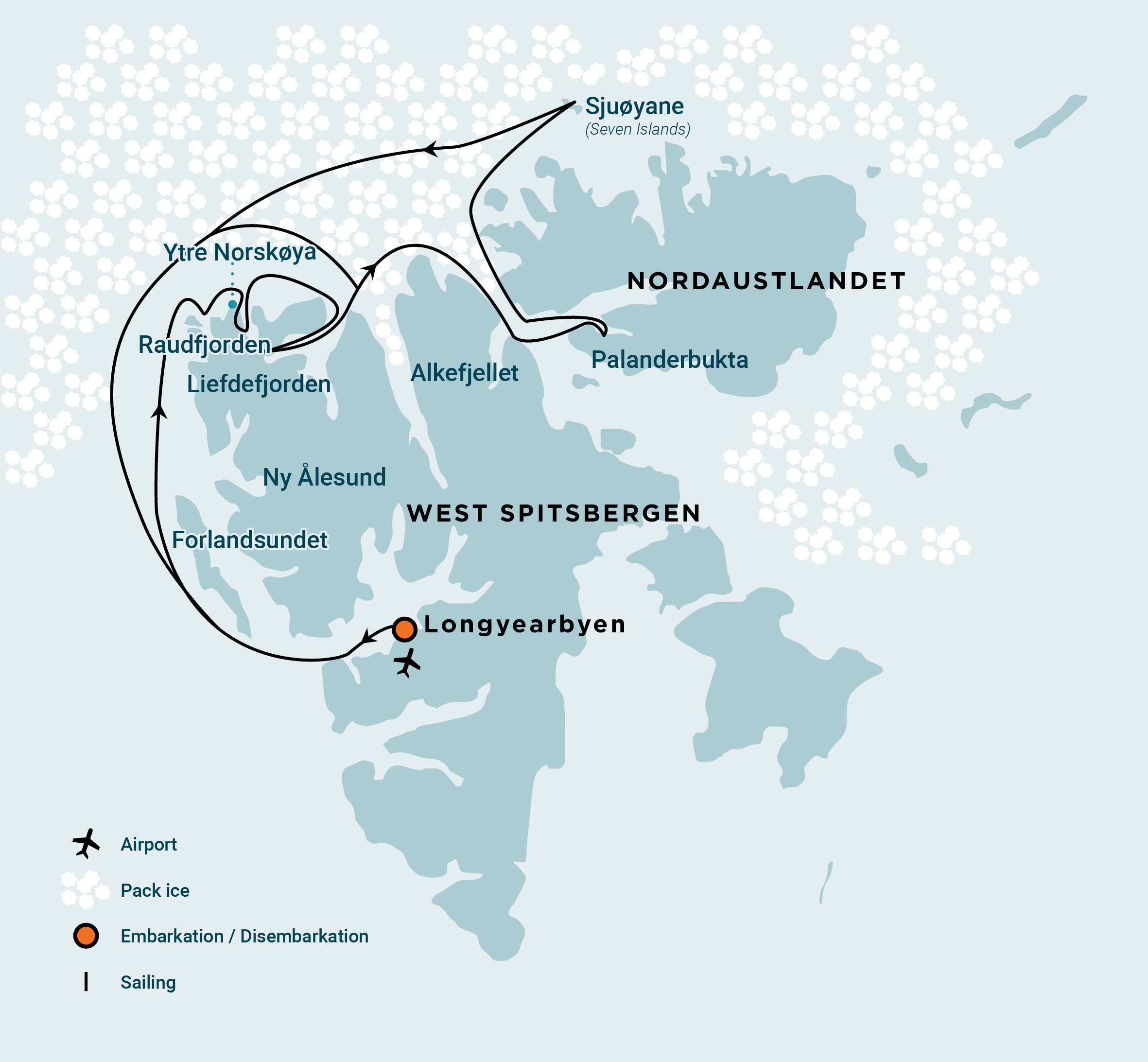 North Spitsbergen Explorer - Versatile landscapes, sea ice & wildlife | Map