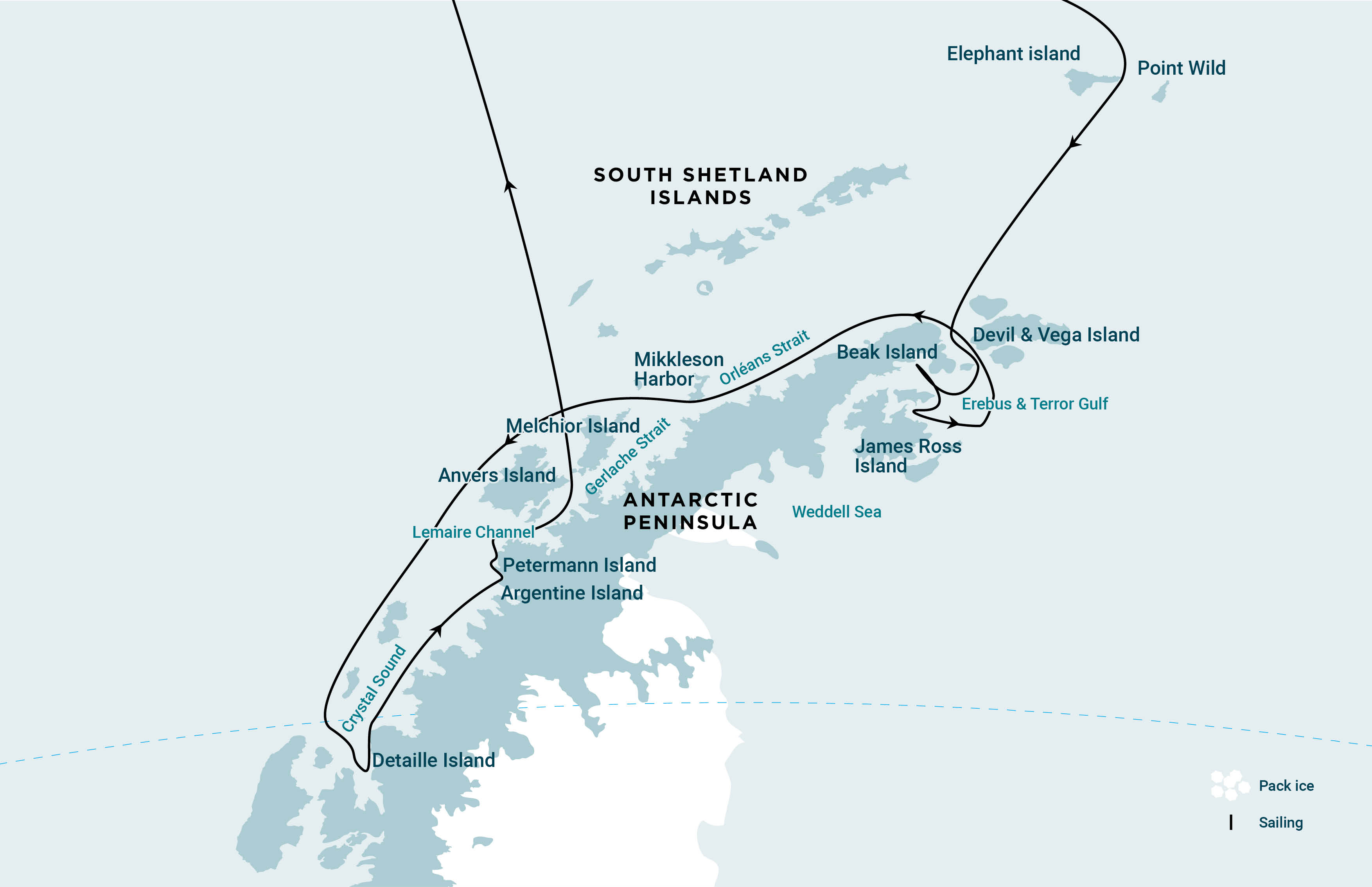 Antarctica - Elephant Island - Weddell Sea - Polar Circle | Map