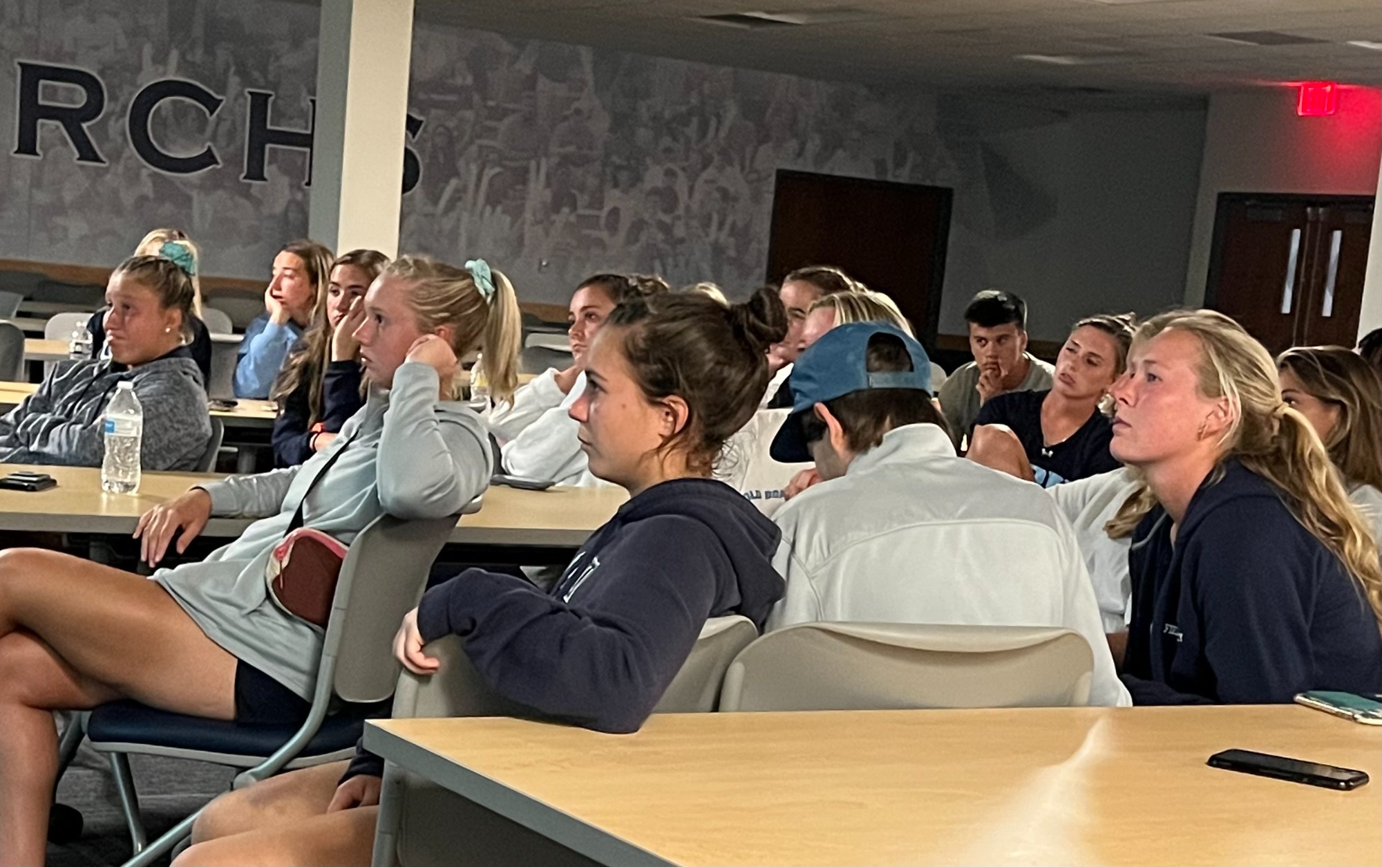 odu field hockey team watching ncaa tournament show