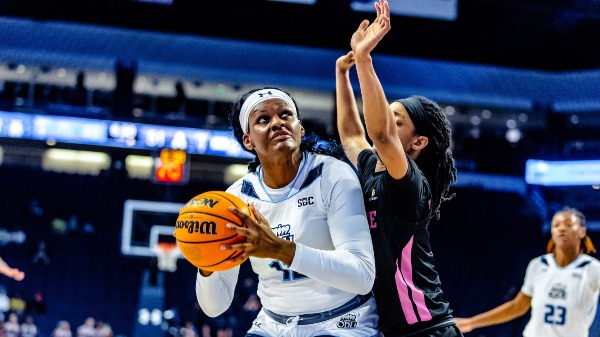 Norfolk,Virginia 20230216-Old Dominion Monarchs forward Brianna Jackson (12) looks to shoot over the Appalachian State Mountaineers defender in tonight' s women's Sun Belt basketball matchup between the Appalachian State Mountaineers @ Old Dominion Monarchs at Chartway Arena in Norfolk,Virginia. The Monarchs pulled out a 71-65 victory to raise our record to 19-9,11-4 in conference.