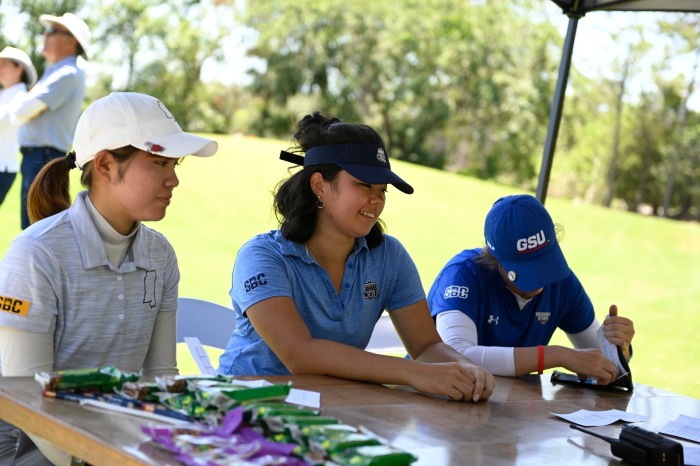 April 18, 2023: \ during 3rd round action of Sun Belt Women's Golf Championship on the Hill's course at LPGA International in Daytona Beach, FL. Romeo T Guzman/Sun Belt Conference