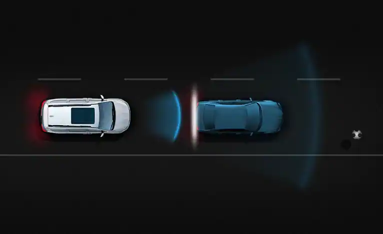 An illustration of the Chrysler Pacifica Hybrid Pedestrian Automatic Emergency Braking System