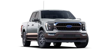 3/4 Passenger side view of two-tone silver Ford F-150