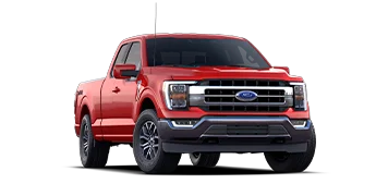 3/4 Passenger side view of red Ford F-150