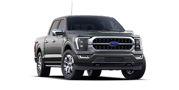 3/4 Passenger side view of dark gray Ford F-150