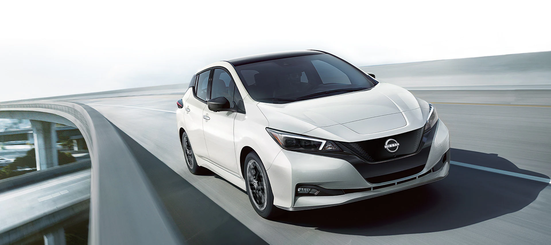 2024 Nissan Leaf in white on a highway