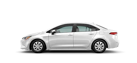 Driver side view of white Corolla L