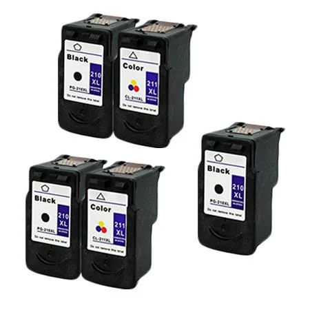 Compatible Canon PG-210XL/CL-211XL 2 Full Sets + 1 EXTRA Black Inkjet Cartridges (5 Pack)  Multipack