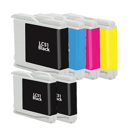 Compatible Brother LC51BK/C/M/Y Full Sets + 2 EXTRA Black Ink Cartridges (6 Pack)  Multipack