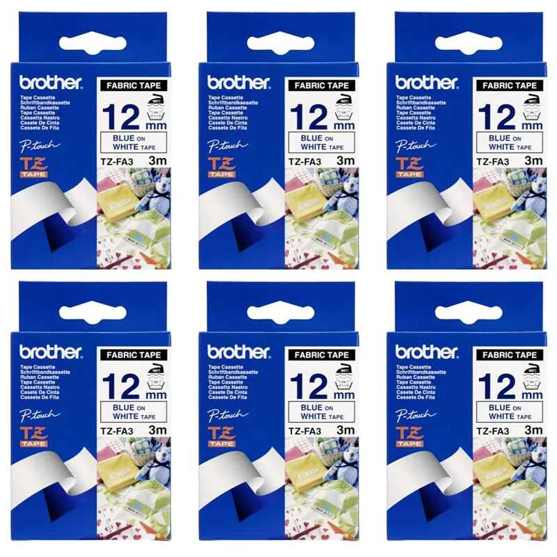 Brother PT-128AF Printer Ink Cartridges (6 Pack) -TZEFA3 Multipack Original