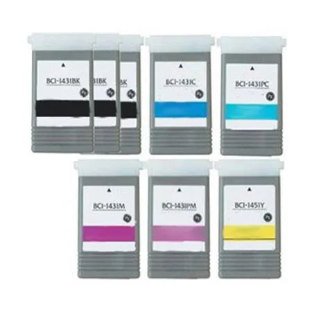 Compatible Canon BCI-1431 BK/C/M/Y/PC/PM Full Set + 2 EXTRA Black Inkjet Printer Cartridges (8 Pack)  Multipack