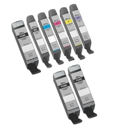 Compatible Canon PGI-280XXL/CLI-281XXL Full Set (Incl Photo Blue) + 2 EXTRA Black Inkjet Cartridges (8 Pack)  Multipack