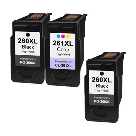 Compatible Canon PG-260XL/CL-261XL Full Set + 1 EXTRA Black Inkjet Cartridges (3 Pack)  Multipack