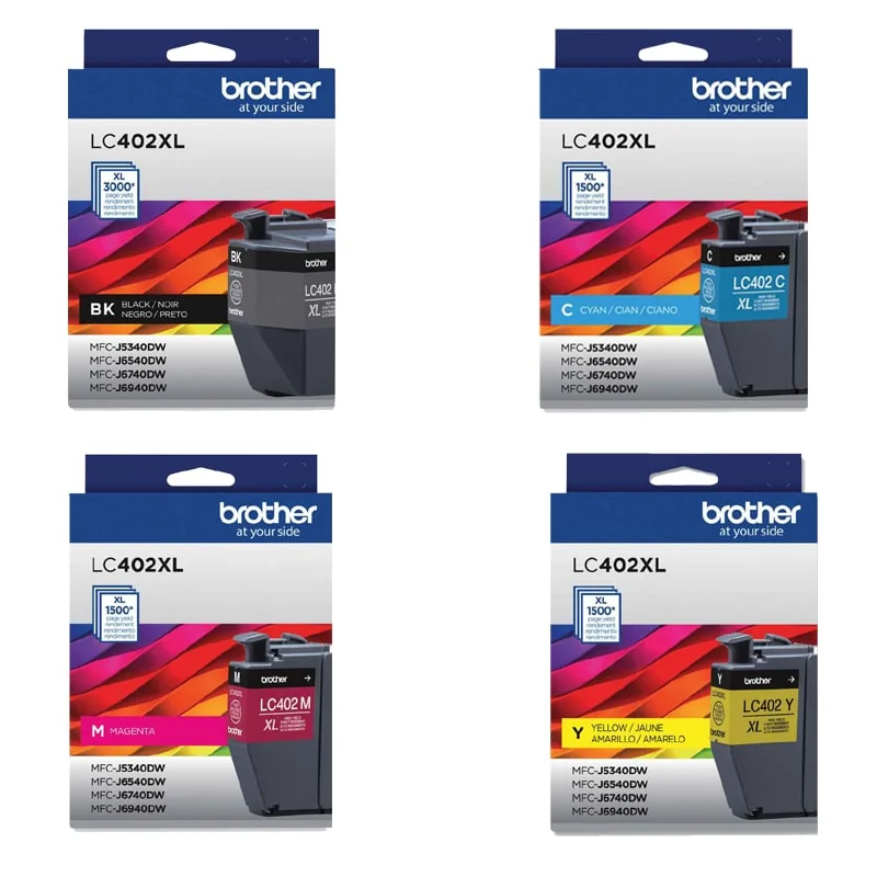 Brother LC402XLBK/C/M/Y Full Set Original High Capacity Ink Cartridges (4 Pack)