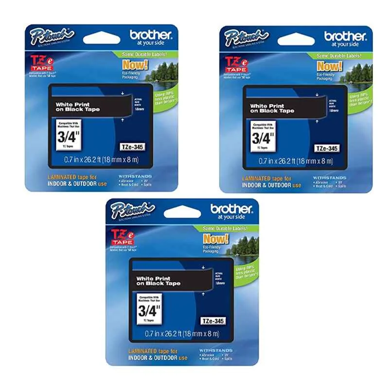 Brother PT-300B Printer Ink Cartridges (3 Pack) -TZe345 Multipack Original